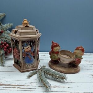 Yankee Candle Holder Ronnie Walter Christmas Kids and Kirkland Snowman Lantern